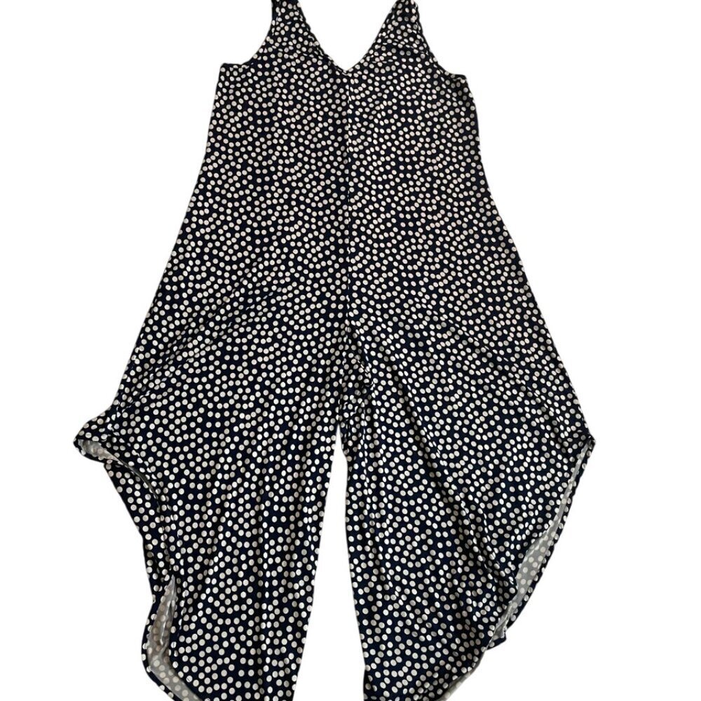 MSK. Women's jumpsuit with blue and white polka dot designs. Size M. - Picture 2 of 6